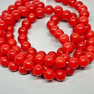Natural Red Onyx 8mm Smooth Round AAA Grade Gemstone Beads Strand