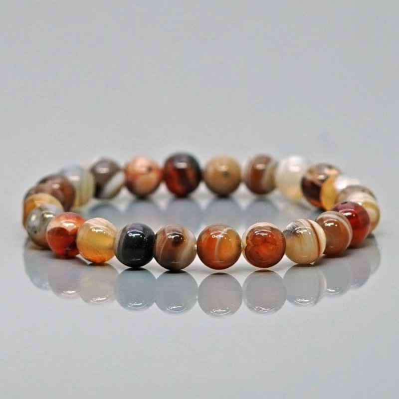 Natural Multi Color Onyx 8mm Smooth Round AA Grade Gemstone Beads Stretch Bracelet