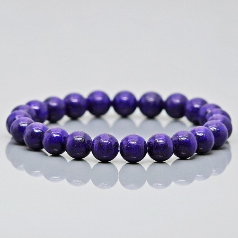 Natural Dyed Lapis Lazuli 8mm Smooth Round AA Grade Gemstone Beads Stretch Bracelet