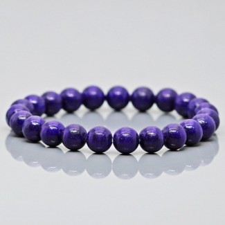 Natural Dyed Lapis Lazuli 10mm Smooth Round AA Grade Gemstone Beads Stretch Bracelet