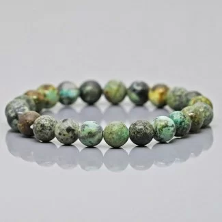 Natural African Turquoise 8mm Smooth Round AA Grade Gemstone Beads Stretch Bracelet