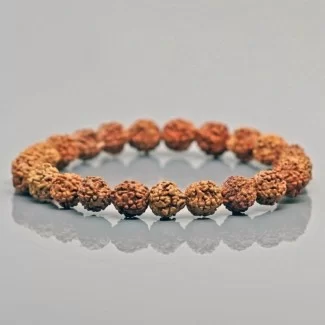 Created Rudraksha 10mm Smooth Round AA Grade Gemstone Beads Stretch Bracelet