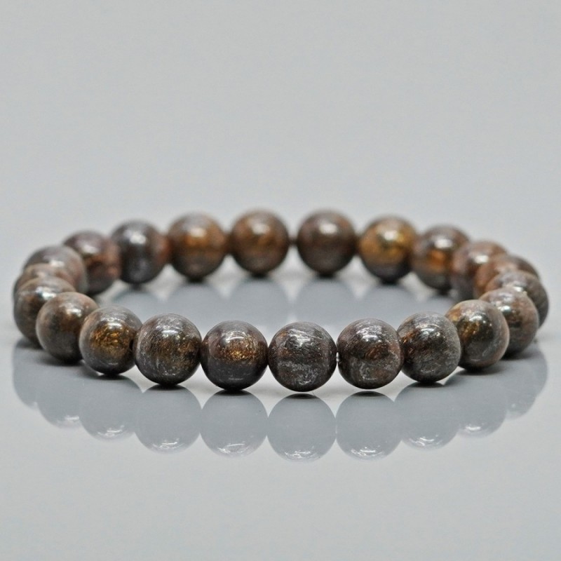 Natural Bronzite 8mm Smooth Round AAA Grade Gemstone Beads Stretch Bracelet