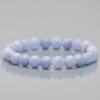 Natural Dyed Aquamarine 10mm Smooth Round A Grade Gemstone Beads Stretch Bracelet