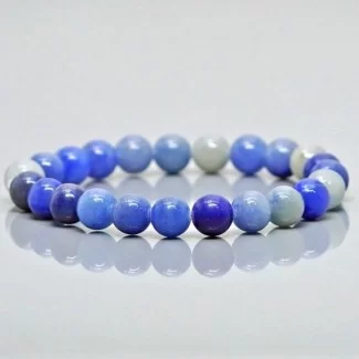 Natural Blue Aventurine 10mm Smooth Round AA Grade Gemstone Beads Stretch Bracelet