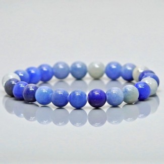 Natural Blue Aventurine 8mm Smooth Round AA Grade Gemstone Beads Stretch Bracelet