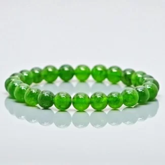 Natural Dyed Jade 8mm Smooth Round AA+ Grade Gemstone Beads Stretch Bracelet