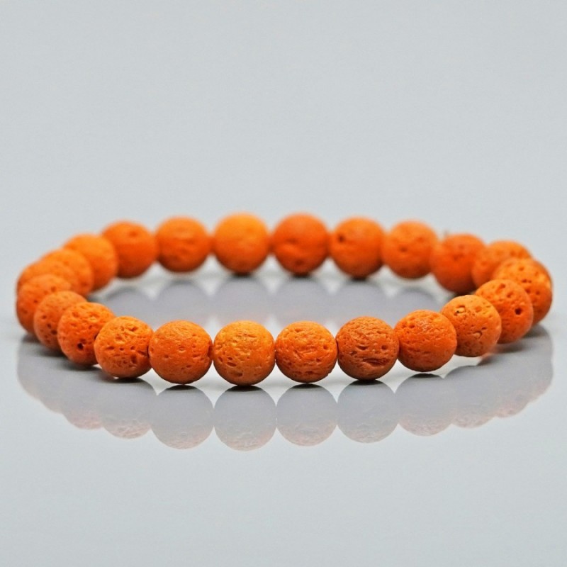 Natural Dyed Lava 8mm Smooth Round AA Grade Gemstone Beads Stretch Bracelet