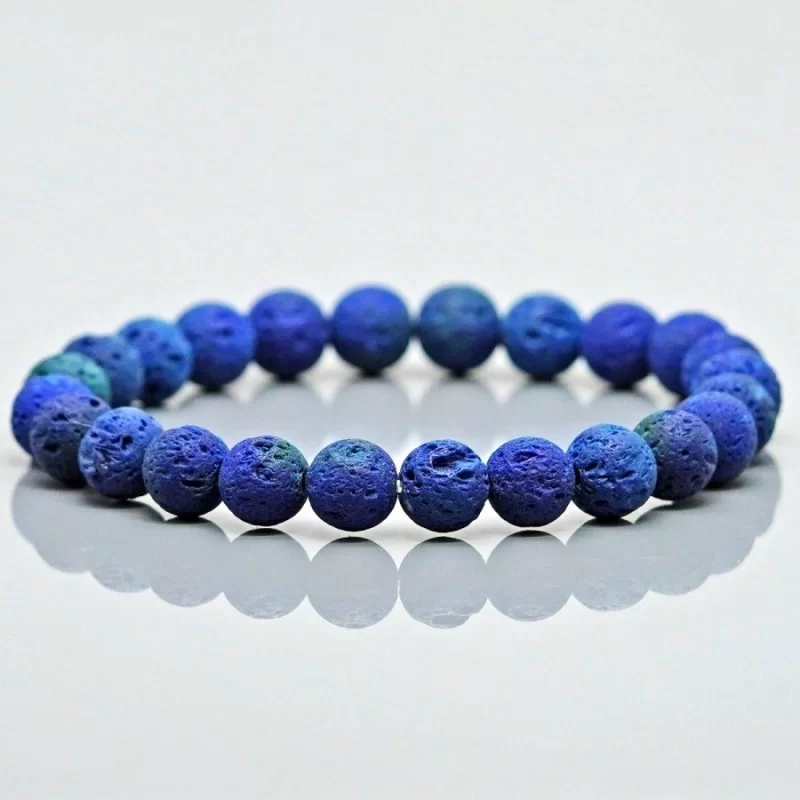 Natural Dyed Lava 8mm Smooth Round AA Grade Gemstone Beads Stretch Bracelet