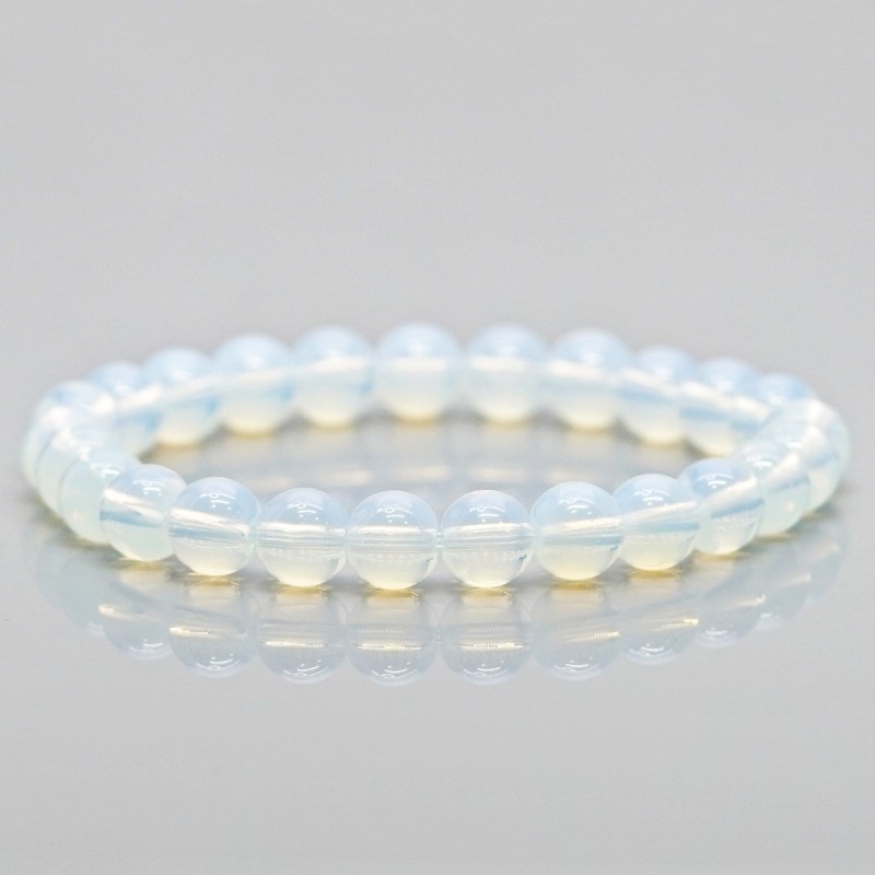 Created Opalite 8mm Smooth Round AAA Grade Gemstone Beads Stretch Bracelet
