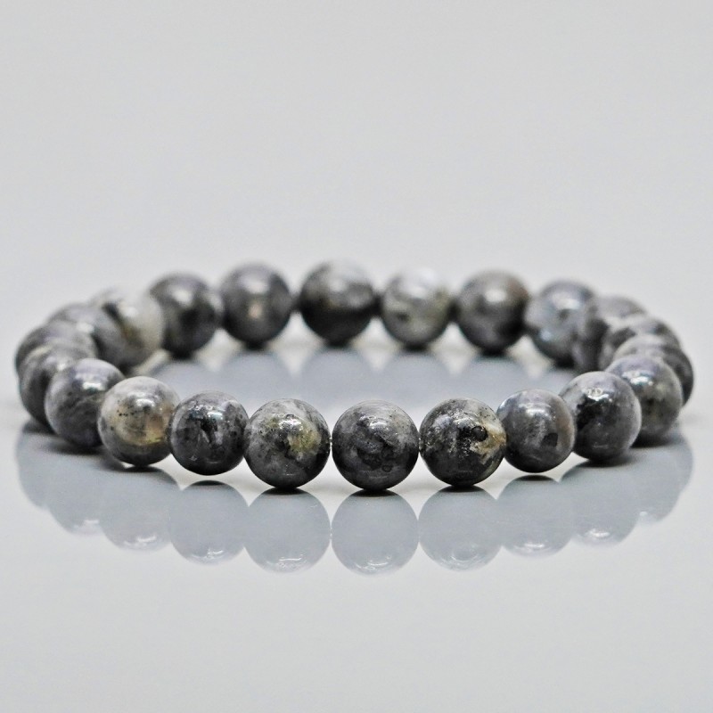 Natural Larvikite 8mm Smooth Round AAA Grade Gemstone Beads Stretch Bracelet