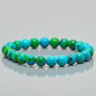 Synthetic Chrysocolla 8mm Smooth Round AAA Grade Gemstone Beads Stretch Bracelet