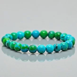 Synthetic Chrysocolla 10mm Smooth Round AAA Grade Gemstone Beads Stretch Bracelet