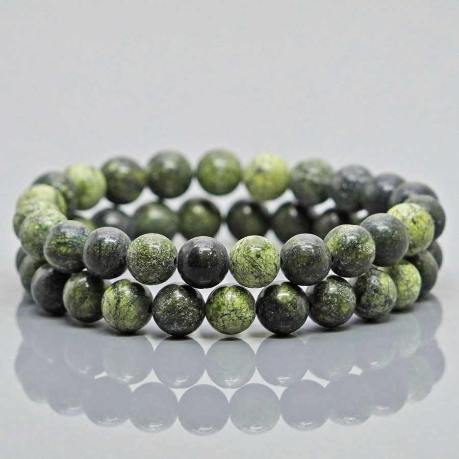 Green Unisexs Natural Serpentine Bracelet 8 mm Crystal Stone Bracelet at Rs  120/piece in Khambhat
