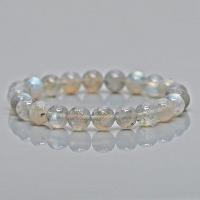 Natural Labradorite 10mm Smooth Round AA+ Grade Gemstone Beads Stretch Bracelet