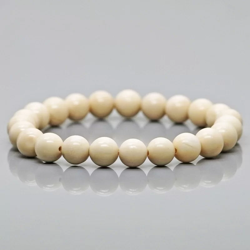 Natural Riverstone 8mm Smooth Round AAA Grade Gemstone Beads Stretch Bracelet