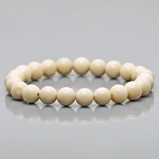 Natural Riverstone 10mm Smooth Round AAA Grade Gemstone Beads Stretch Bracelet