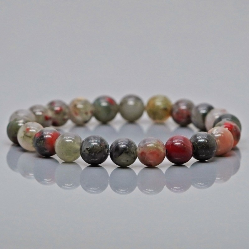 Natural African Bloodstone 8mm Smooth Round AA+ Grade Gemstone Beads Stretch Bracelet