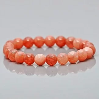 Natural Sun Stone 10mm Smooth Round AA Grade Gemstone Beads Stretch Bracelet