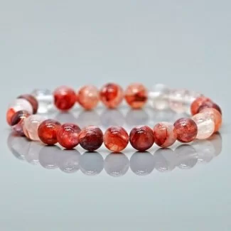 Natural Red Graden Quartz 10mm Smooth Round AA Grade Gemstone Beads Stretch Bracelet