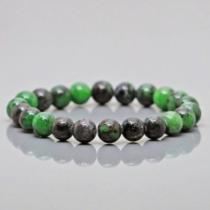 Natural Ruby Zoisite 10mm Smooth Round AA Grade Gemstone Beads Stretch Bracelet
