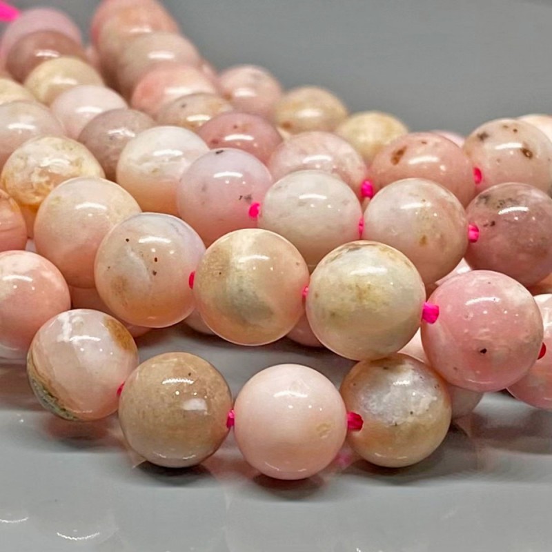 Natural Pink Opal 6mm Smooth Round A Grade Gemstone Beads Strand