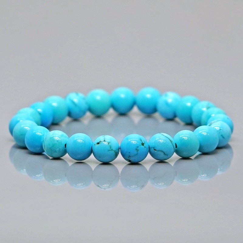 Natural Dyed Magnesite Turquoise 10mm Smooth Round AAA Grade Gemstone Beads Stretch Bracelet