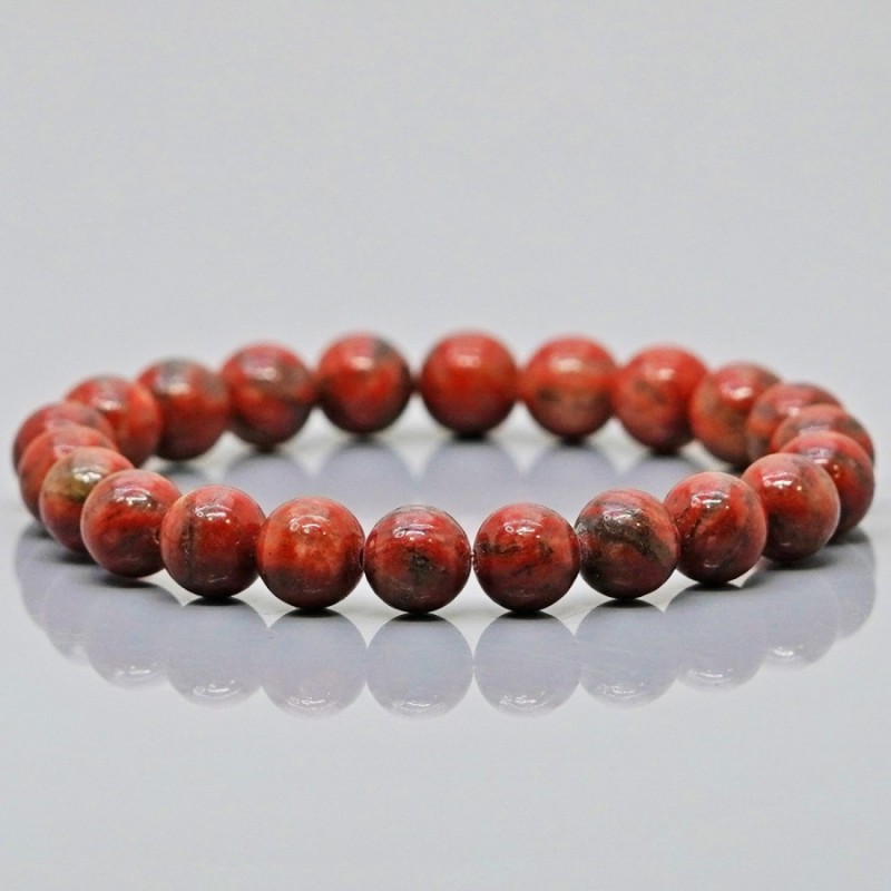 Natural Red Jasper 10mm Smooth Round AA Grade Gemstone Beads Stretch Bracelet