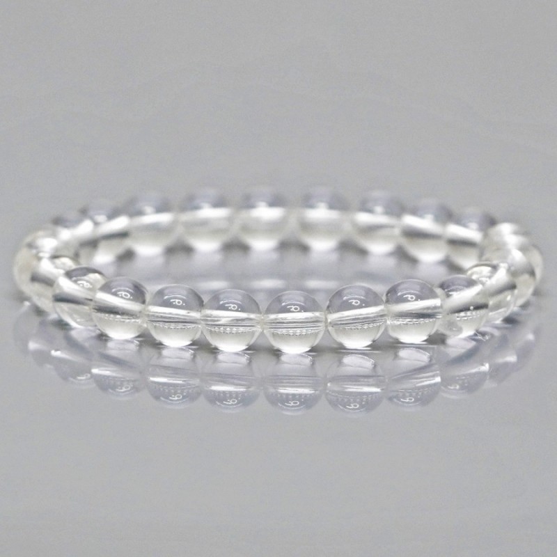 Natural Crystal Quartz 8mm Smooth Round AAA Grade Gemstone Beads Stretch Bracelet
