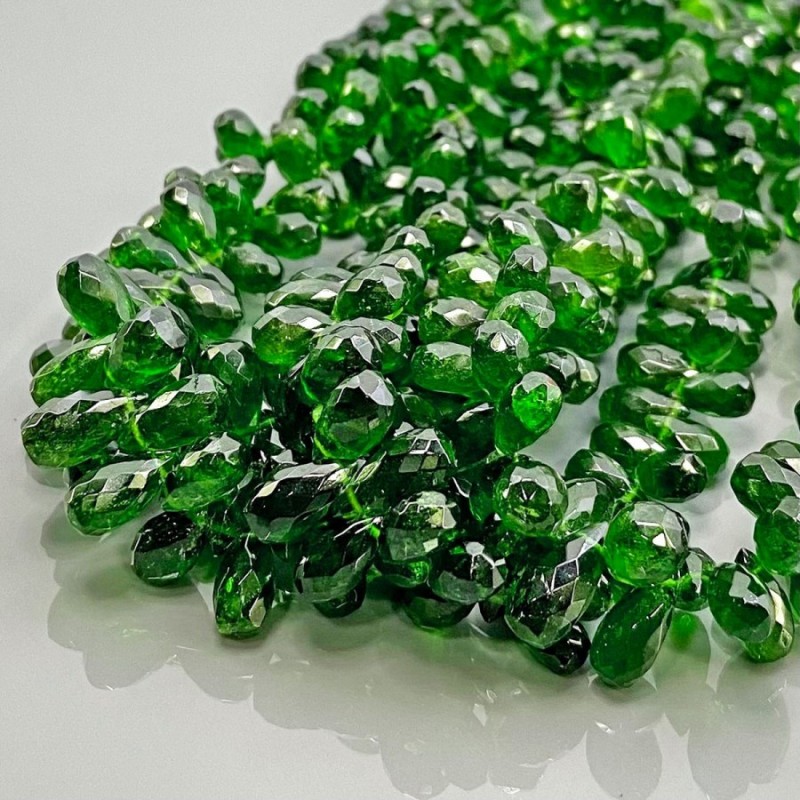 Natural Chrome Diopside 6-11mm Briolette Drop AA+ Grade Gemstone Beads Strand