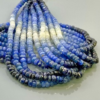 Natural Blue Sapphire 4-4.5mm Faceted Rondelle A Grade Gemstone Beads Strand
