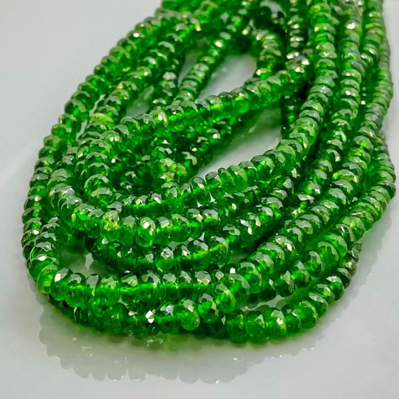 Natural Chrome Diopside 4-5.5mm Faceted Rondelle AAA Grade Gemstone Beads Strand