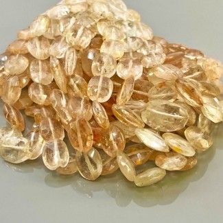 Natural Champagne Topaz 10-14mm Faceted Oval AA Grade Gemstone Beads Strand