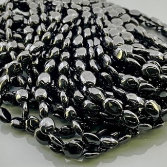 Natural Black Spinel 9-11mm Smooth Oval AA+ Grade Gemstone Beads Strand