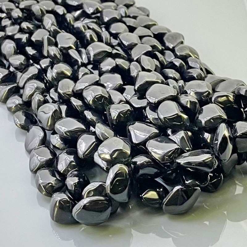 Natural Black Spinel 12-15mm Smooth Nugget AAA Grade Gemstone Beads Strand