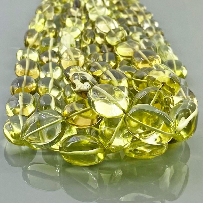 Natural Bio Lemon Quartz 12-18mm Smooth Oval AA Grade Gemstone Beads Strand