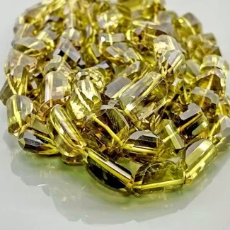 Natural Bio Lemon Quartz 12-20mm Step Cut Nugget AA Grade Gemstone Beads Strand