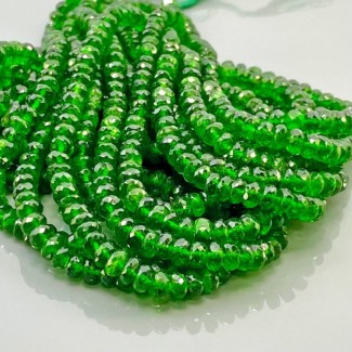 Natural Chrome Diopside 4-6mm Faceted Rondelle AAA Grade Gemstone Beads Strand