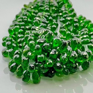 Natural Chrome Diopside 6-10mm Briolette Drop AA+ Grade Gemstone Beads Strand
