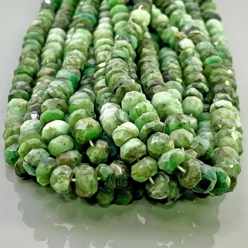Natural Emerald 7-8mm Faceted Rondelle A Grade Gemstone Beads Strand