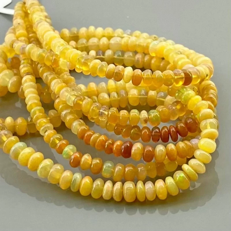 Natural Ethiopian Opal 3-5mm Smooth Rondelle AA Grade Gemstone Beads Strand