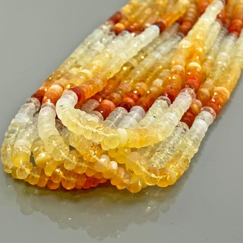Natural Fire Opal 5-5.5mm Faceted Rondelle AA+ Grade Gemstone Beads Strand