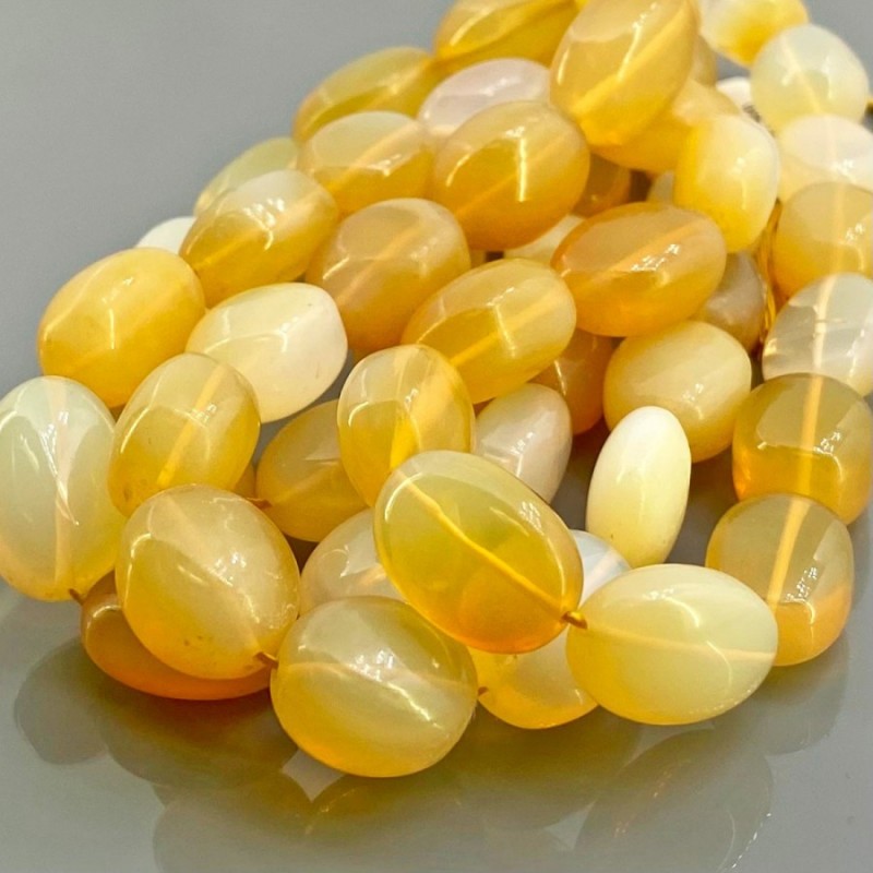 Natural Fire Opal 15-18mm Smooth Oval AA Grade Gemstone Beads Strand