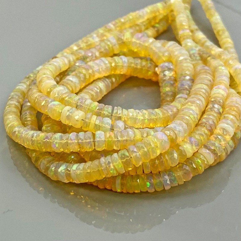 Natural Ethiopian Opal 4-6.5mm Faceted Wheel AAA+ Grade Gemstone Beads Strand