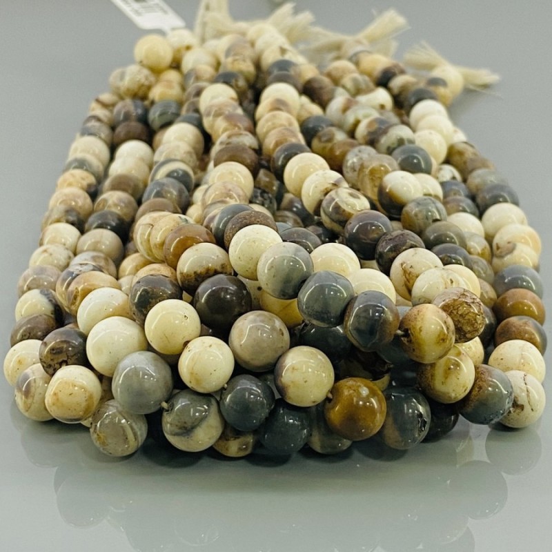 Natural Agate 8.5-9mm Smooth Round A Grade Beads Strand