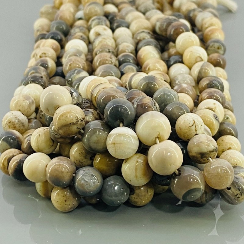 Natural Agate 9-10mm Smooth Round A Grade Beads Strand