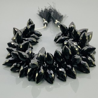 Natural Black Spinel 15-22mm Faceted Dew Drop AAA Grade Gemstone Beads Strand