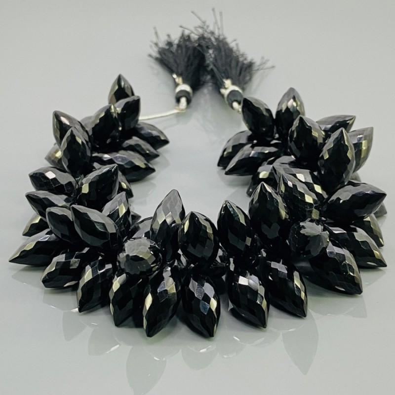 Natural Black Spinel 15-22mm Faceted Dew Drop AAA Grade Beads Strand