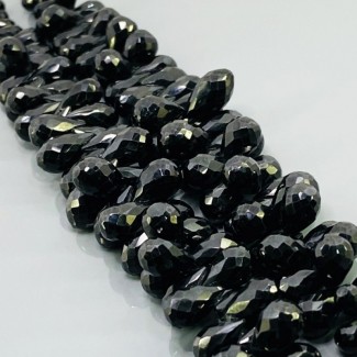 Natural Black Spinel 7-16mm Briolette Drop AAA+ Grade Gemstone Beads Strand
