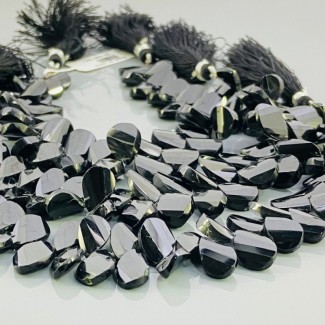 Natural Black Spinel 10-15mm Briolette Fancy AAA Grade Gemstone Beads Strand